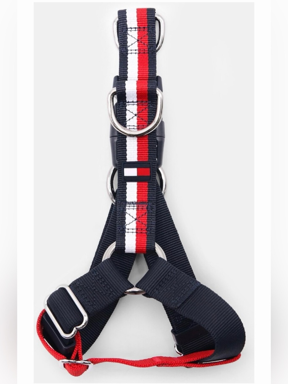 Tommy Hilfiger Color-Blocked Dog Harness, Med/Large, Desert Sky/Red/White, NWT